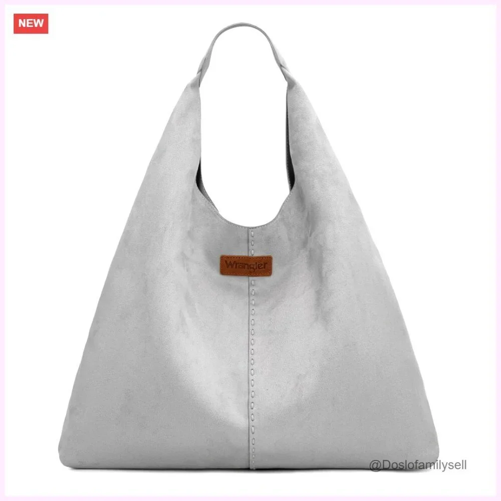 Large Faux Suede Hobo Shoulder Bag Slouchy Casual Purse